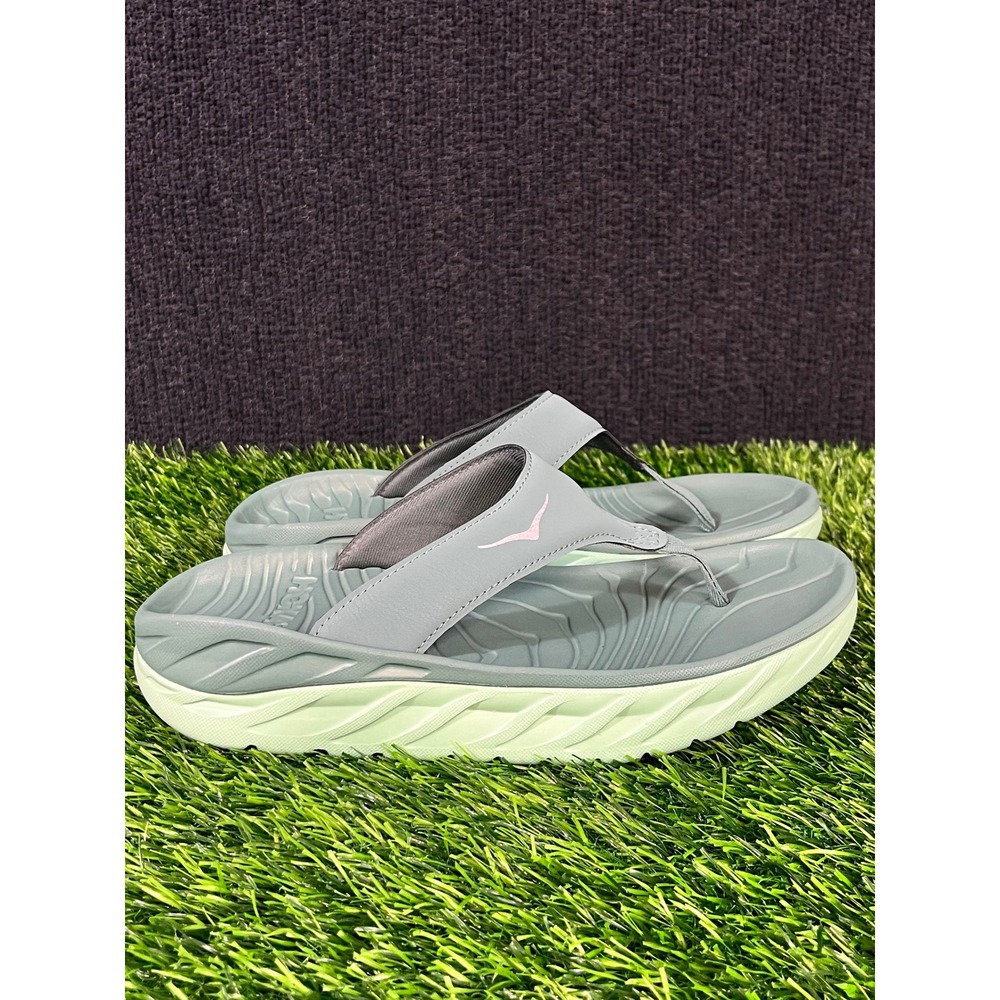 Hoka One One Ora Recovery Flip Sandals Womens 8 Gray Mint Green Thong Slides